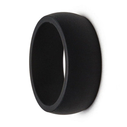 Thick black silicone ring, 8.7mm wide, shown at an angle on a white background