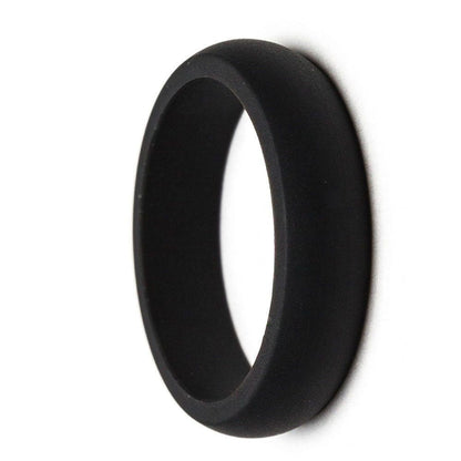 Thin black silicone ring, 5.5mm wide, shown at an angle on a white background