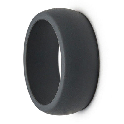 Thick charcoal silicone ring, 8.7mm wide, shown at an angle on a white background