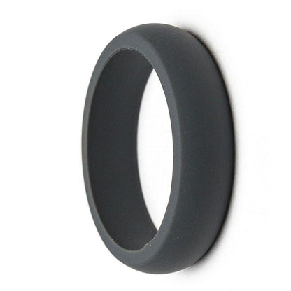 Thin charcoal silicone ring, 5.5mm wide, shown at an angle on a white background