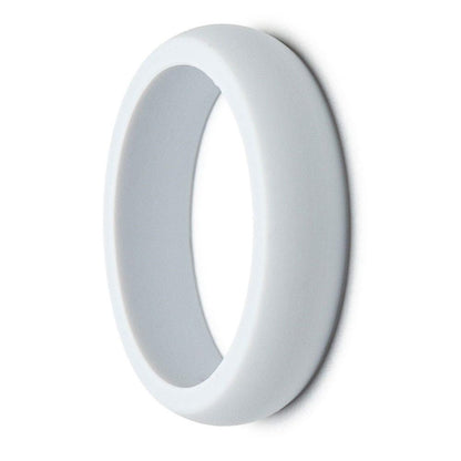 Thin gray silicone ring, 5.5mm wide, shown at an angle on a white background