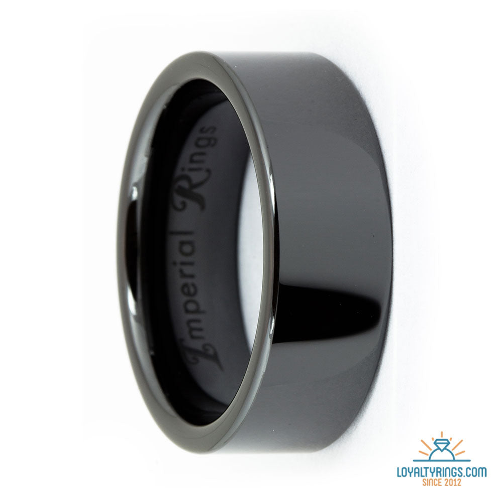 Black Polished Squared Ceramic Ring | 8mm