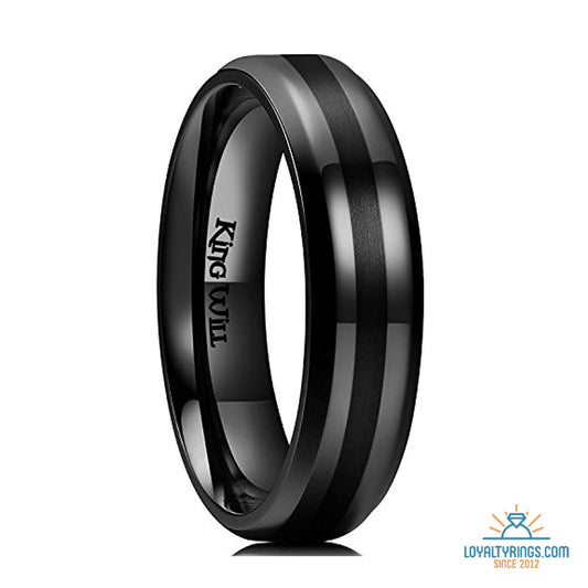 Black Polished Titanium with Black Grooved Inlay | 6mm