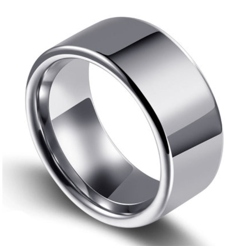 Silver Polished Rounded Tungsten Carbide Ring | 10mm