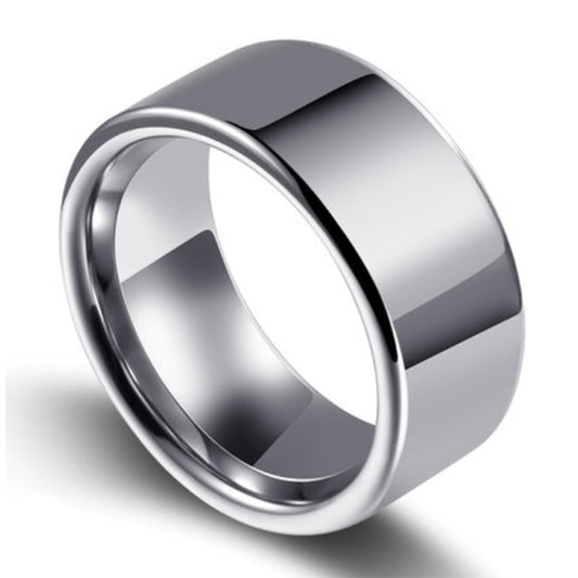 Silver Polished Flat Tungsten Carbide Ring | 10mm