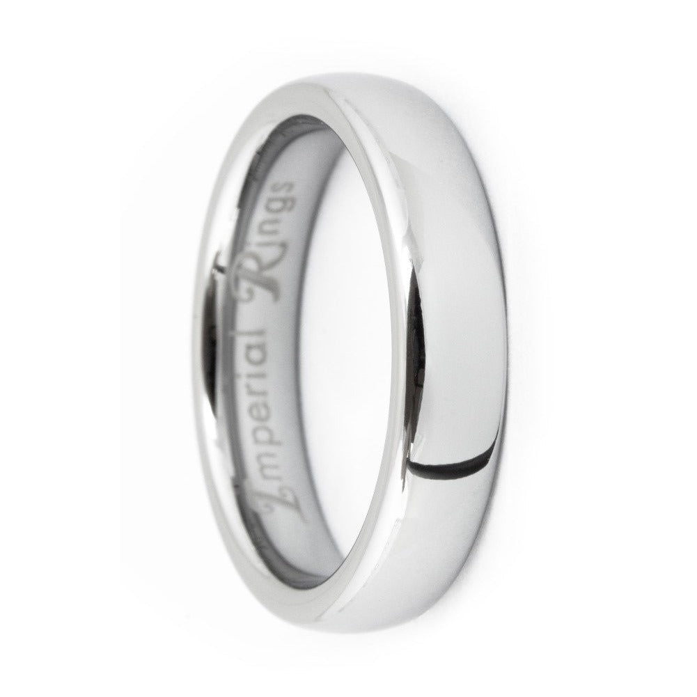 Silver Polished Domed Tungsten Carbide Ring | 5mm