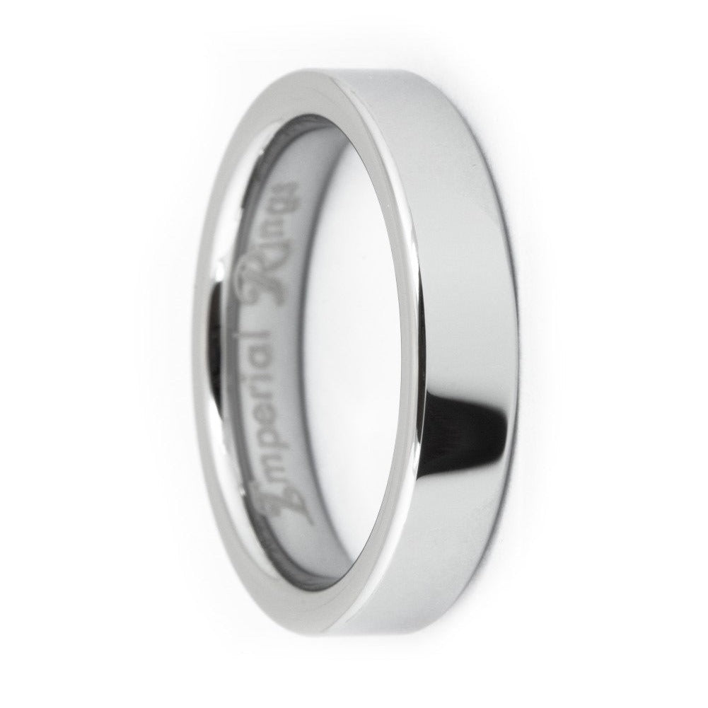 Silver Polished Flat Tungsten Carbide Ring | 5mm