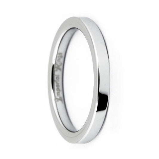 Silver Polished Squared Tungsten Carbide Ring | 3mm